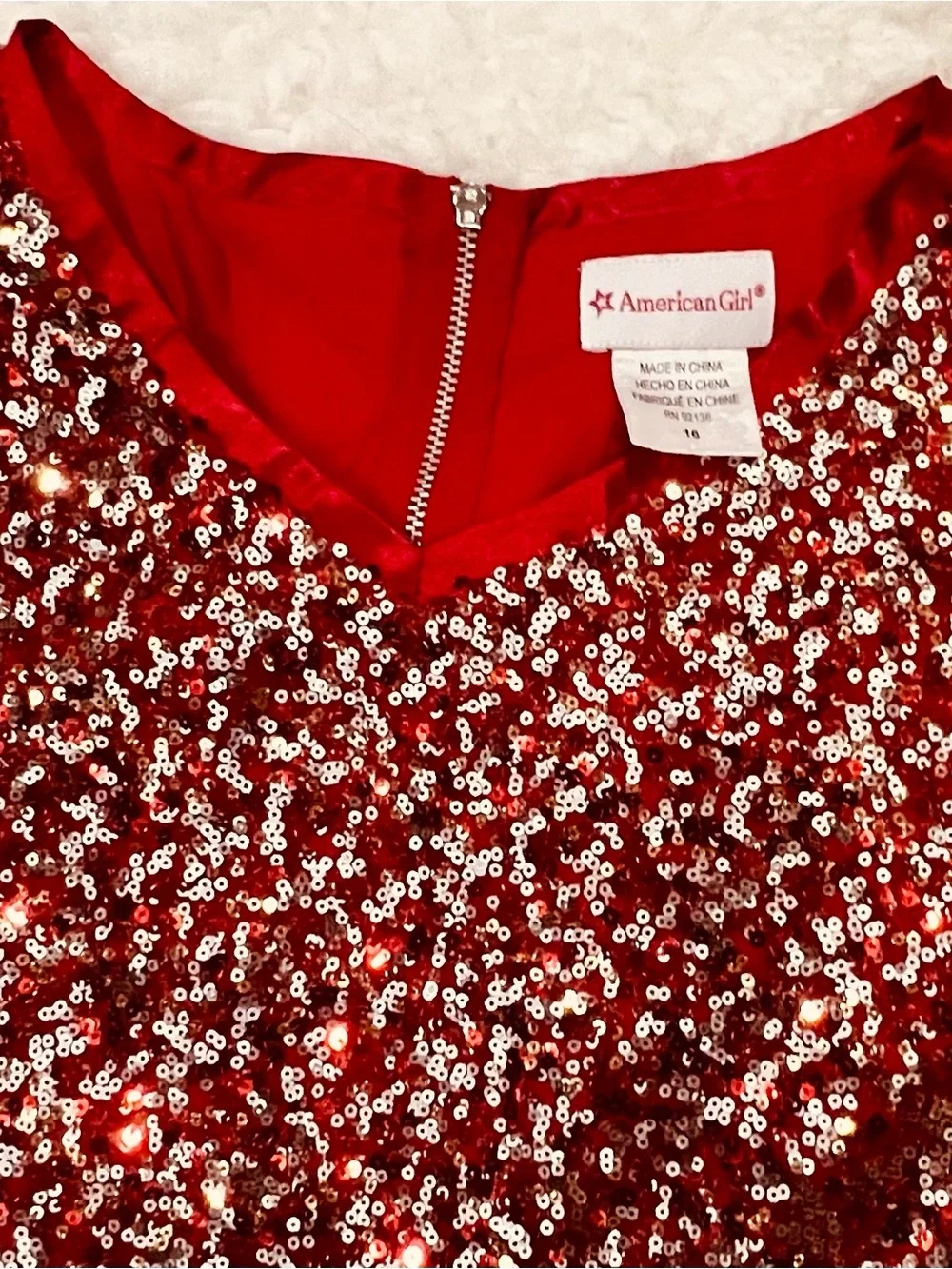 American Girl Red Sequin Tulle Party Dress for Kids - Sparkling Bow Detail